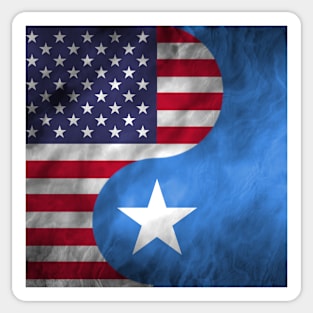 USA and Somalia Dual Flag Yin Yang Combination Sticker